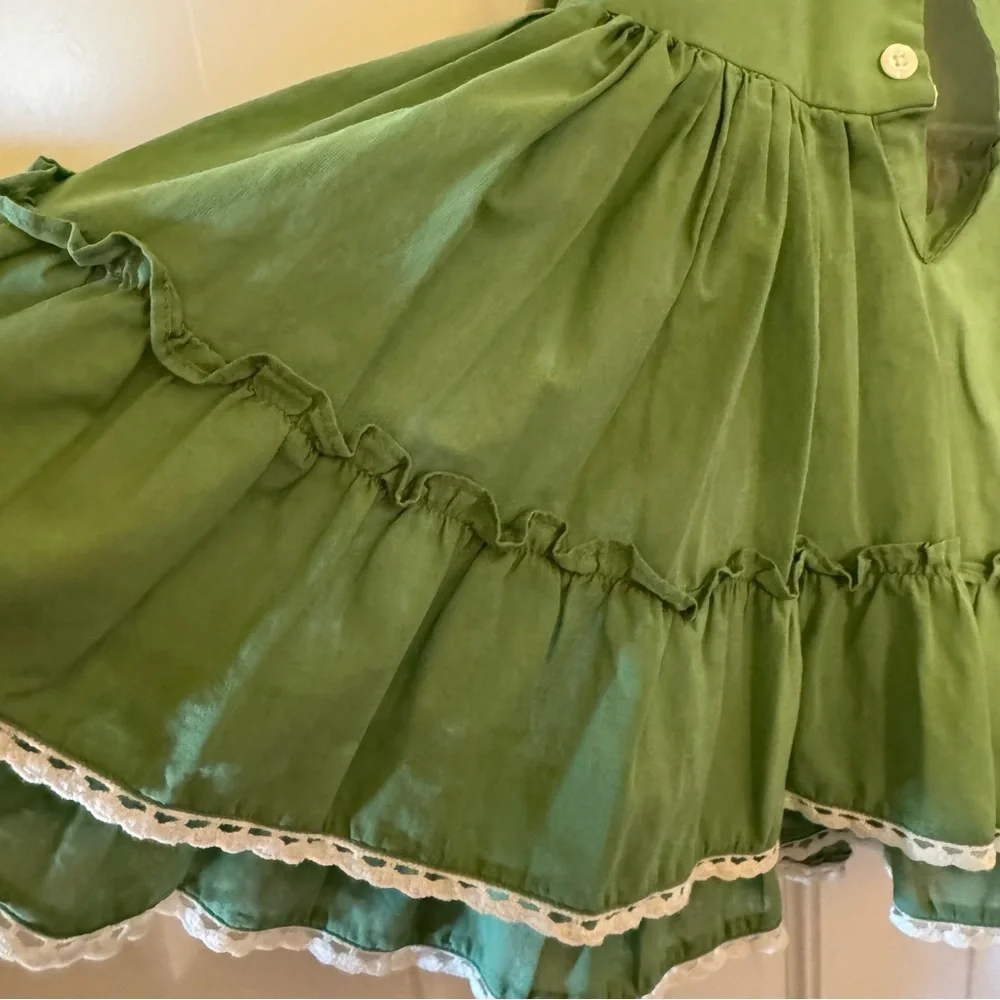 WELL DRESSED WOLF Homespun Holiday Snowflake Green White Dress w Jacket Girls 2T